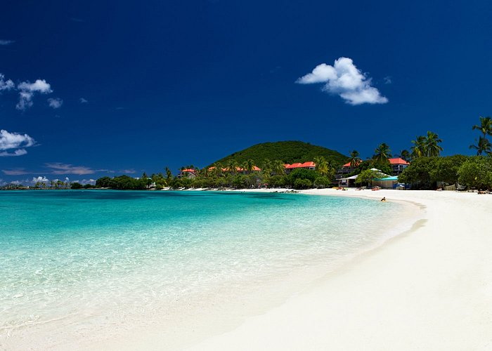 View of the blue ocean water and beach, Virgin Islands