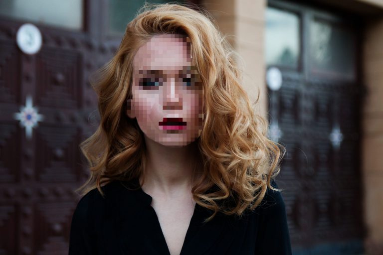 pixelated red headed female