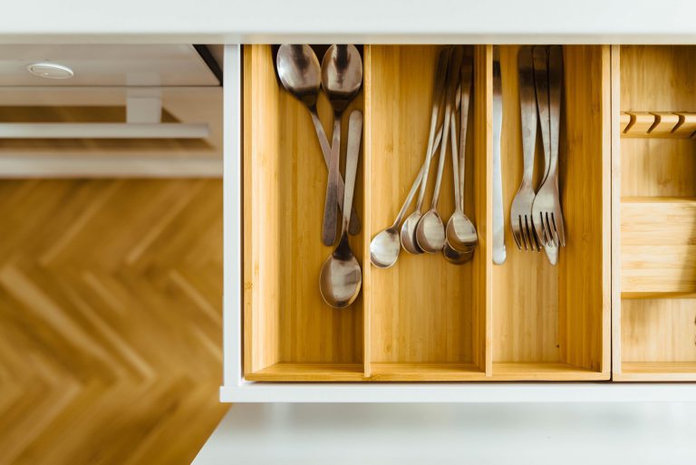 organized silverware in drawer