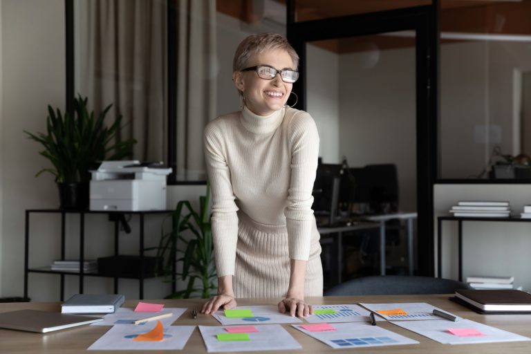 older woman feeling accomplished after a productive day