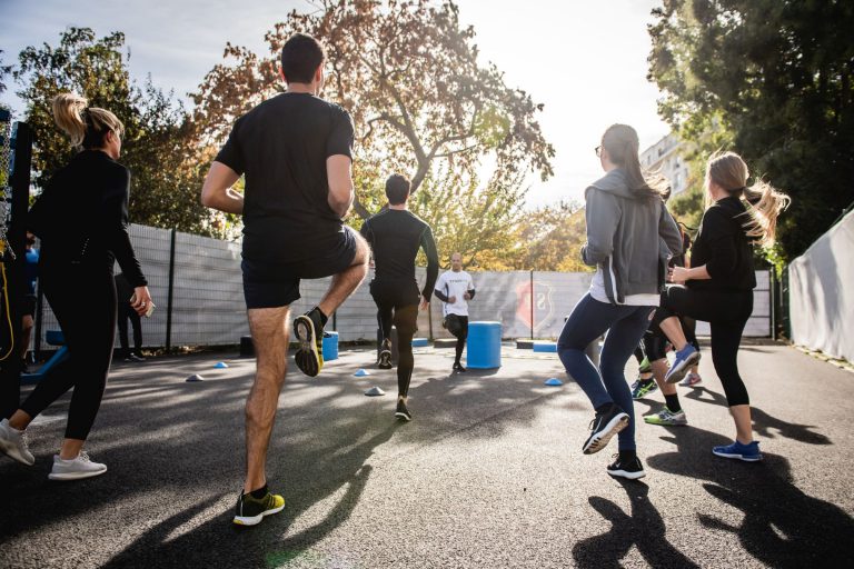 group exercise class outside